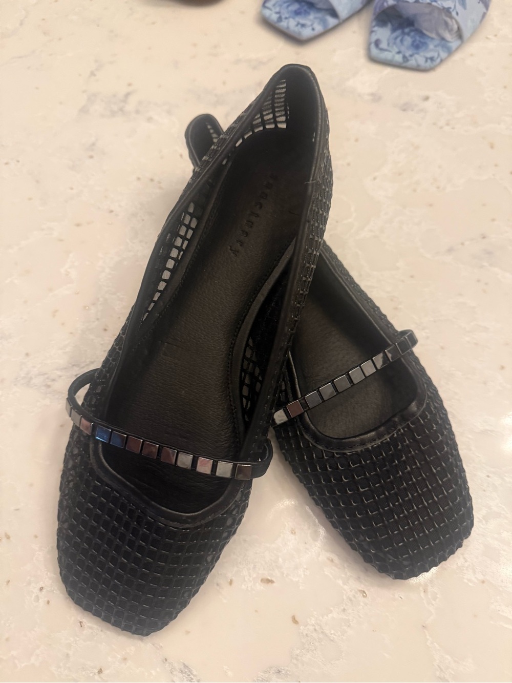 NWT Sanctuary Cindy Black Woven Mary Jane Ballet Flats Gunmetal Studs Size 8M